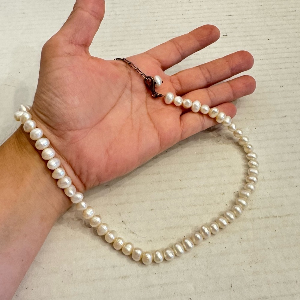 925 Sterling Silver Fresh Water Cultured Pearl Necklace 8 mm Elegant Timeless - Picture 10 of 16